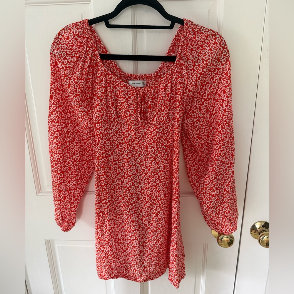 Australian Brand Red Floral long Sleeve Mini Dress